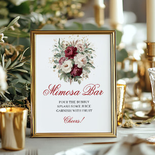 Poster Boho Rubor Burgundy Mimosa Bar Floral Mesa 