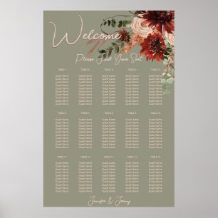 Poster Boho Rust & Neutral Fall Floral Sage Casamento Ver