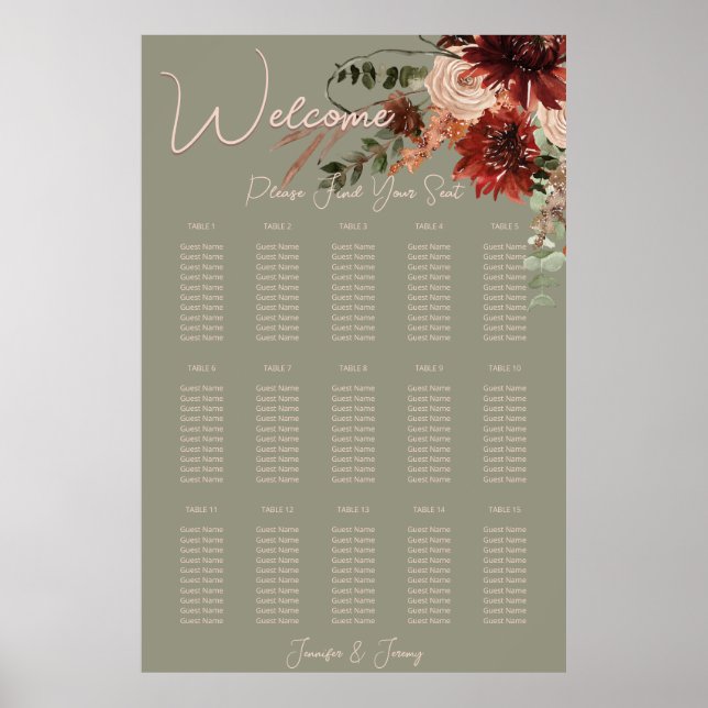 Poster Boho Rust & Neutral Fall Floral Sage Casamento Ver (Frente)