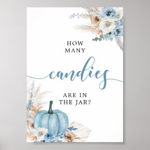 Poster Boho Rustic Blue Pumpkin Fall Candies Sinal