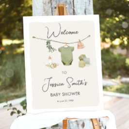 Poster Boho Rustic Chá de fraldas Boy Neutral Welcome