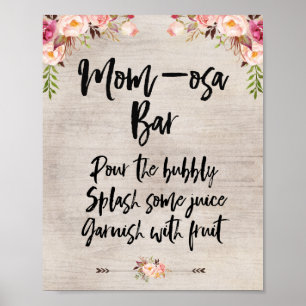 Poster Boho Rustic Floral Chá de fraldas Ma-osa Sinal