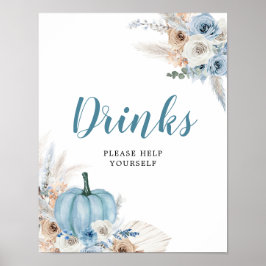 Poster Boho Rustic Pumpkin Fall Chá de fraldas Bebidas Si