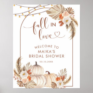 Poster Boho Rustic Pumpkin Fall in Love - Sinal de boas-v