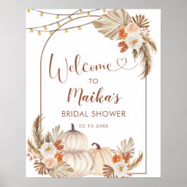 Poster Boho Rustic Pumpkin Fall in Love - Sinal de boas-v