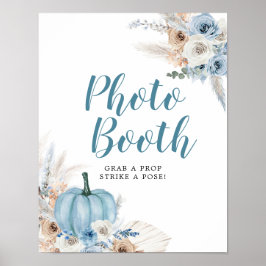 Poster Boho Rustic Pumpkin Fall Photo Booth Sinal