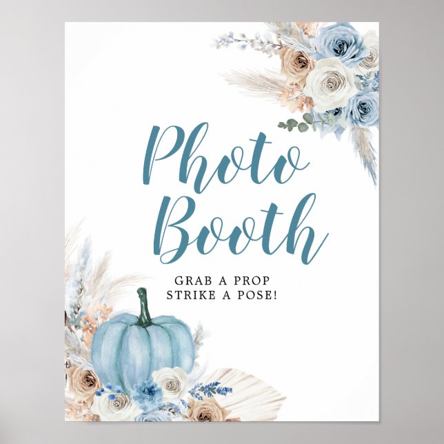 Poster Boho Rustic Pumpkin Fall Photo Booth Sinal (Frente)