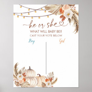 Poster Boho Rustic Pumpkin Fall Voting Conselho