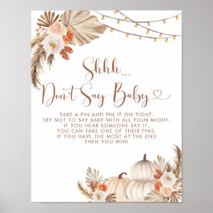 Poster Boho Rustic Pumpkin se apaixona Não diga amor