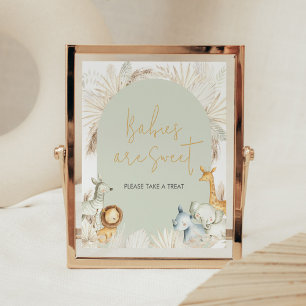 Poster Boho Sage Green Safari Babies são doces