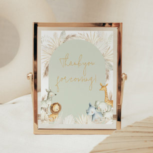 Poster Boho Sage Green Safari Obrigado por vir