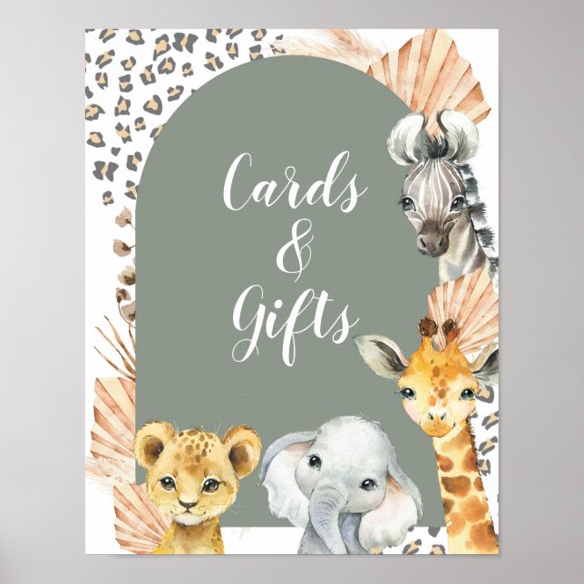 Poster Boho Sage Green Safari Oh Boy Cards & Gifts Sinal (Frente)