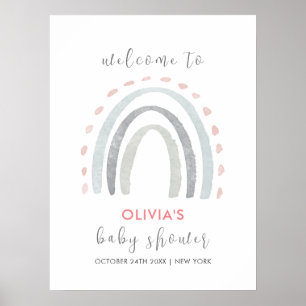 Poster Boho Simples Bonito Chá de fraldas Rainbow Girl be
