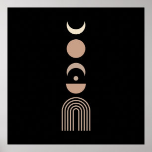 Poster Boho Simples Geométrico Lunar Desenha Boho Chic Ae