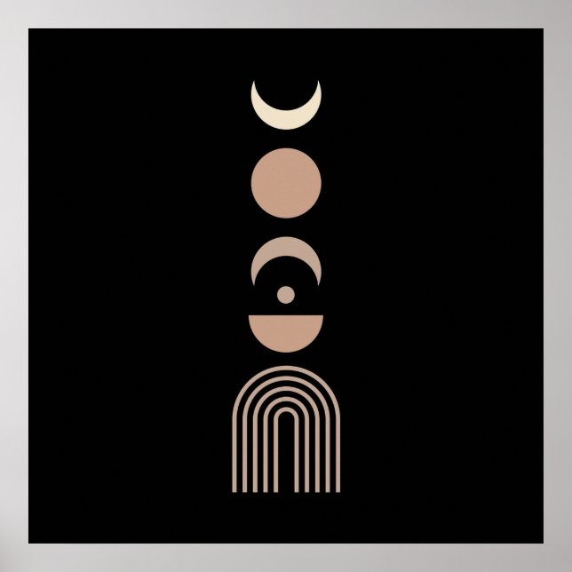 Poster Boho Simples Geométrico Lunar Desenha Boho Chic Ae (Frente)