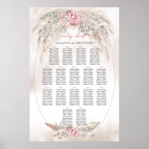 Poster Boho simples pampas e assentos de rosa poeirentos
