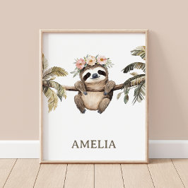 Poster Boho Sloth Jungle Animal Nursery Wall