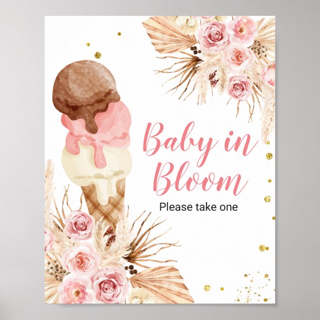 Poster Boho sorvete Floral Baby In Bloom Signal (Frente)