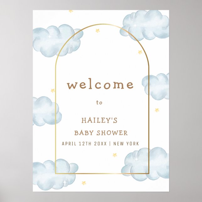 Poster Boho Star Cloud Arch Boy Welcome (Frente)