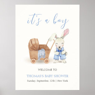 Poster Boho Stroller Rabbit Boy Welcome