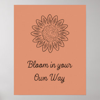 Poster Boho Style Flor Minimalista Motivação Bloomial Min