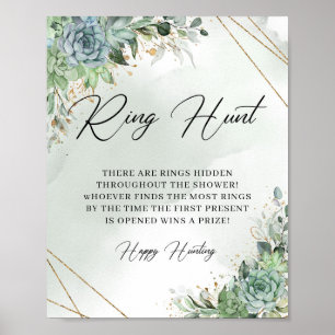 Poster Boho suculenta o quadro de ouro do eucalipto Ring