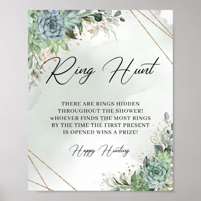 Poster Boho suculenta o quadro de ouro do eucalipto Ring  (Frente)