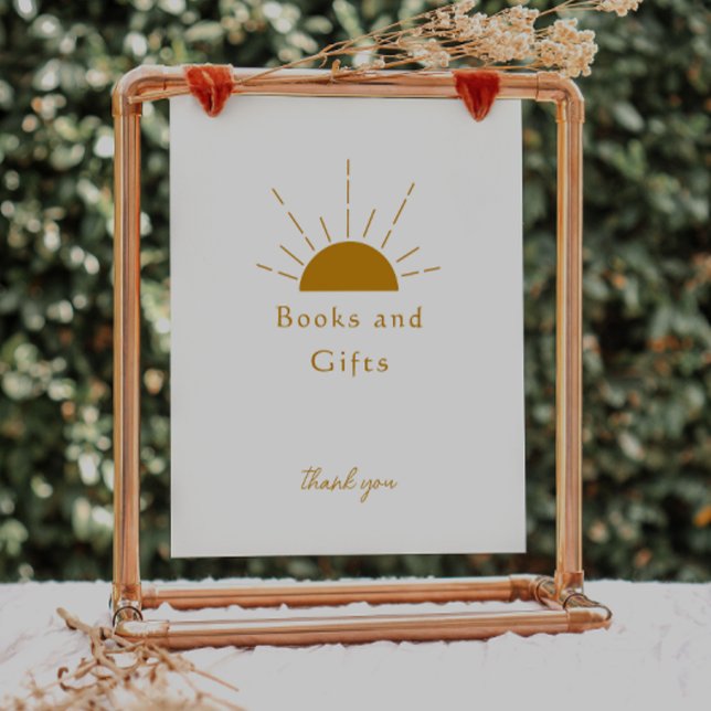 Poster Boho Sunshine Chá de fraldas Books e Sinal de pres (Criador carregado)