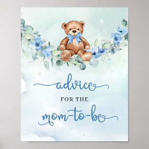Poster Boho Teddy Ursinho Nervoso para a futura mãe