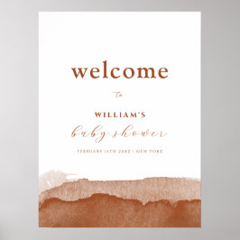 Poster Boho Terracotta Chá de fraldas Mínimo Boho Bem-vin