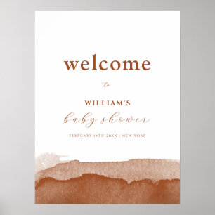Poster Boho Terracotta Chá de fraldas Mínimo Boho Bem-vin