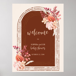 Poster Boho Terracotta Floral Arch Chá de fraldas Bem-vin