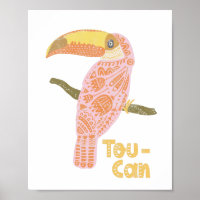 Boho Toucan Pink Inspirational Quote Pun