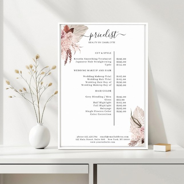 Poster Boho Trendy Pricelist (Boho Trendy Pricelist Poster)