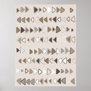 Poster Boho Triangles Brown Taupe Ivory