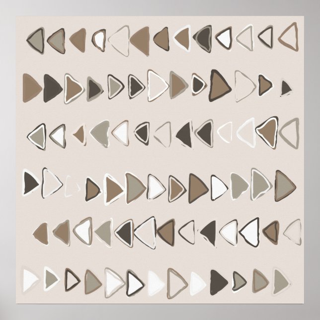 Poster Boho Triangles Brown Taupe Ivory (Frente)