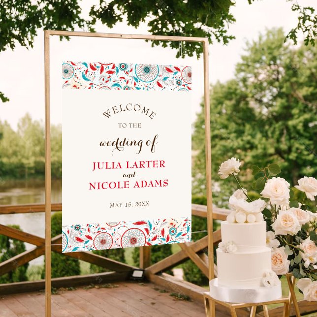 Poster Boho Tribal Feather Dreamcatcher Chá de panela (Criador carregado)