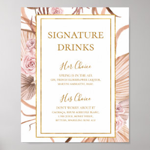 Poster Boho Tropical Botânica   Signature Drinks Sign