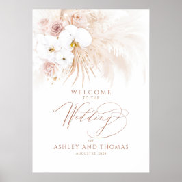 Poster Boho Tropical Floral Elegant Wedding Welcome Sign