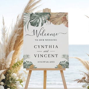 Poster Boho Tropical Monstera deixa sinal de boas-vindas