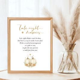 Poster Boho Twin Pumpkins Baby Shower Late Night Diapers