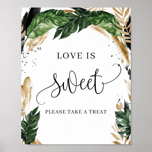 Poster Boho verão folhas tropicais amor é sinal doce (Frente)