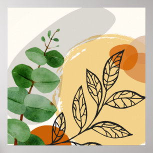 Poster Boho Verde Botânico Laranja