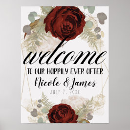 Poster Boho Vintage Glam Botânico Floral Boas-vindas Casa