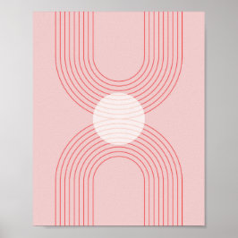 Poster Boho Vintage, rosa e arco-íris vermelho 1