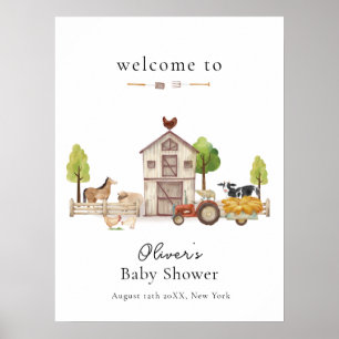 Poster Boho Vintage Trator Chuveirinho de Bebê Bem-vindo