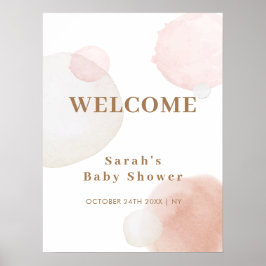 Poster Boho Watercolor Abstrato Chá de fraldas Welcome