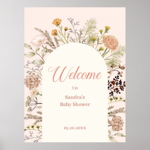 Poster Boho Watercolor Chá de fraldas Wildflower Welcome