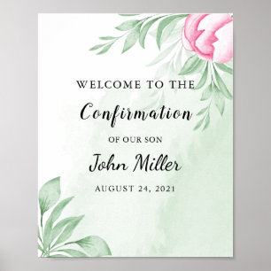 Poster Boho Watercolor Eucalyptus Confirmation Welcome