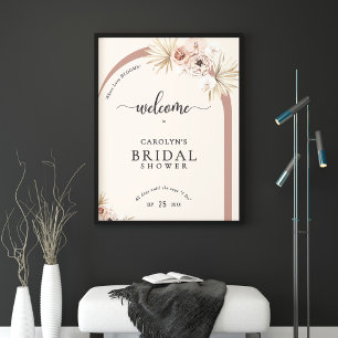 Poster Boho Watercolor Floral Arco Chá de panela Bem-vind